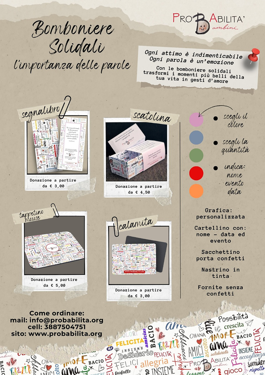 Locandina Bomboniere Solidali · l'importanza delle parole